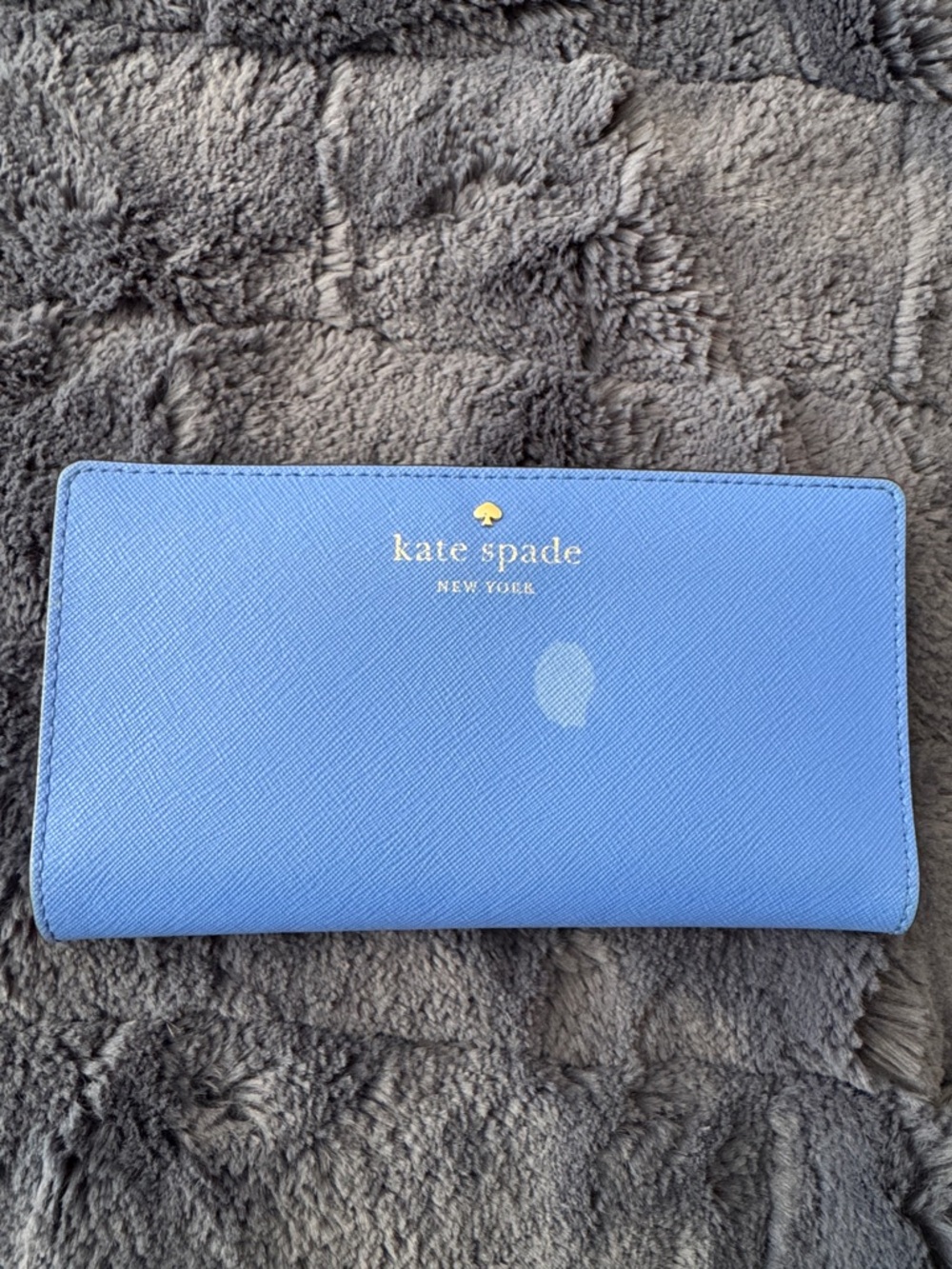 kate spade Light Blue Continental Wallet with Gold Logo